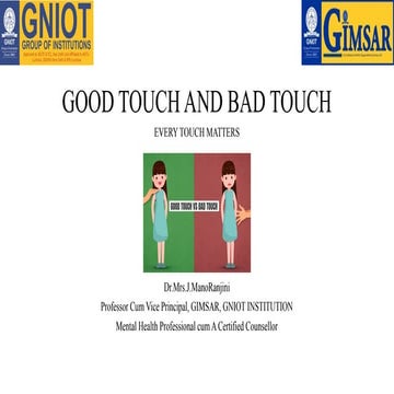 Good touch bad touch ,to explain kids what is the effect of Good and ...