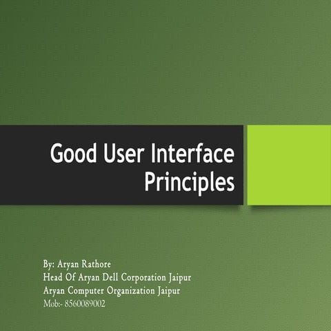 Good user interface principles