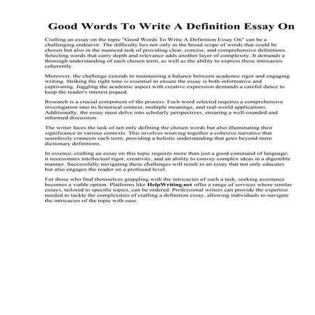 Good Words To Write A Definition Essay On | PDF