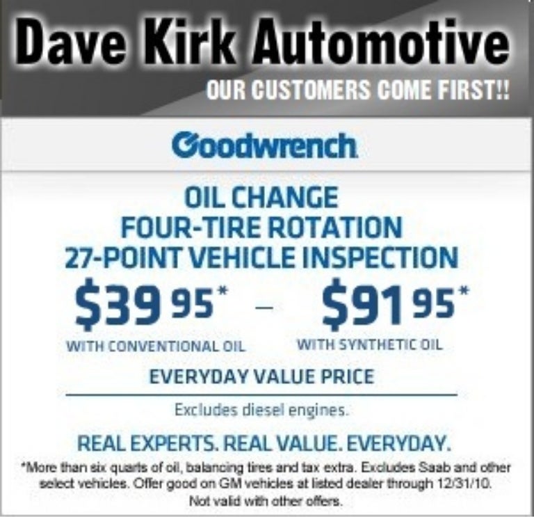 Goodwrench 27Point Vehicle Inspection Special Dave Kirk Automotive…