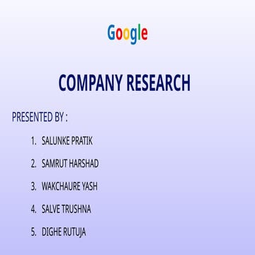 A Comprehensive Research Analysis of Google: History, Global Footprint, and E...