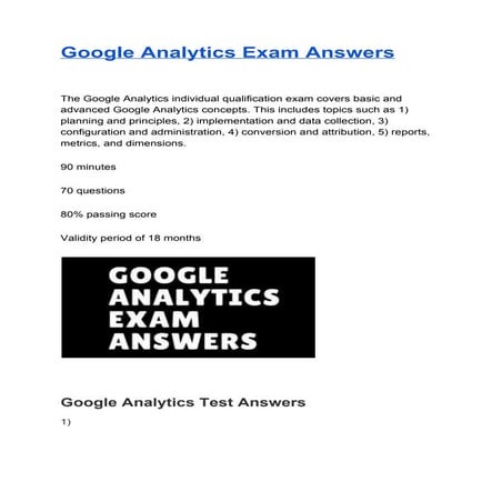 Google Analytics Exam Answers