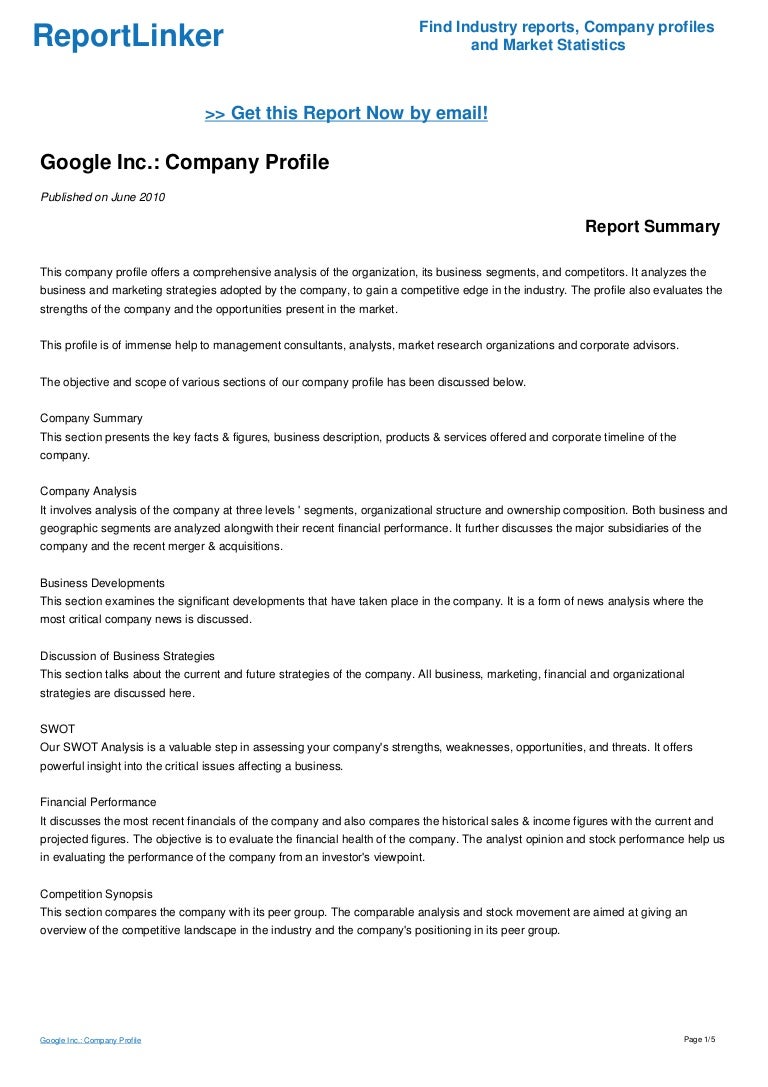 Google Inc. Company Profile
