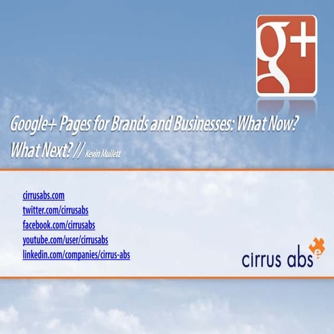 Google Plus Pages for Brands and Businesses: What Now? What Next? - webinar