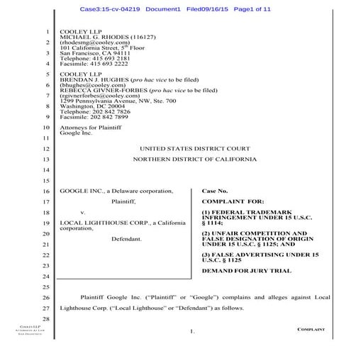 Google Robocalls Lawsuit Against Local Lighthouse Corp