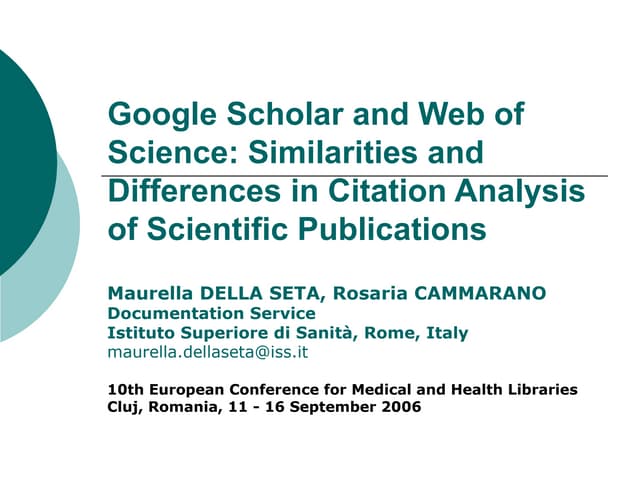 Google Scholar and Web of Science: ...