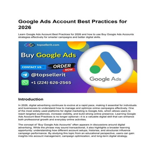 Google Ads Account Best Practices and Strategies for 2026 Success | PDF