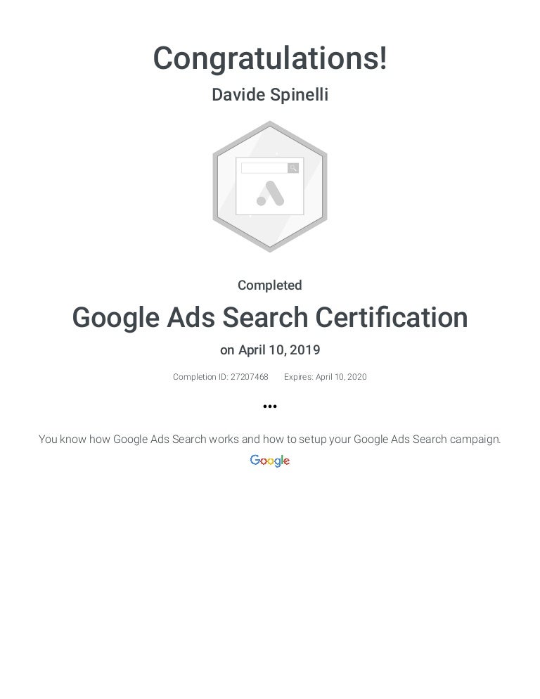 Google ads search certification