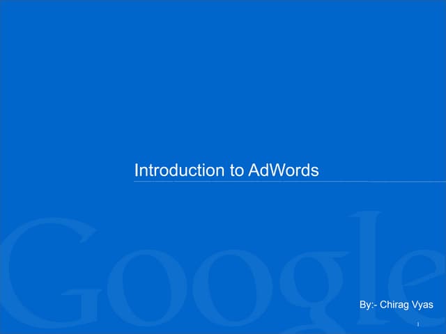 Google Ad words Tutorial
