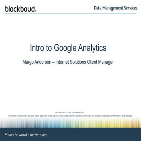 Higher Ed Boot Camp: Google Analytics for NetCommunity