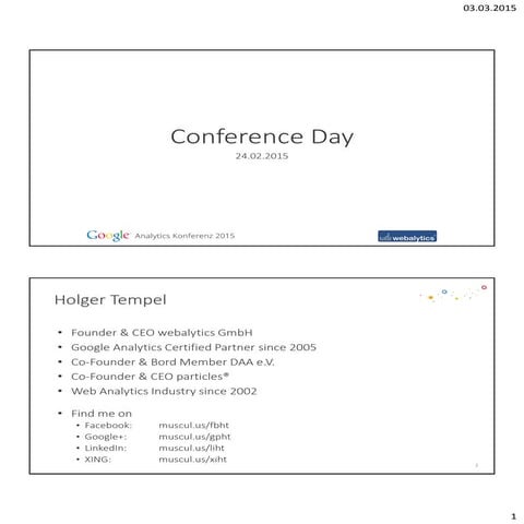 Google Analytics Konferenz 2015_Custom Dimensions & Metrics & Beispiele_Holger Tempel_webalytics