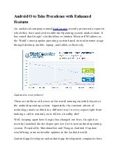 Android O to Take Precedence with Enhanced Features