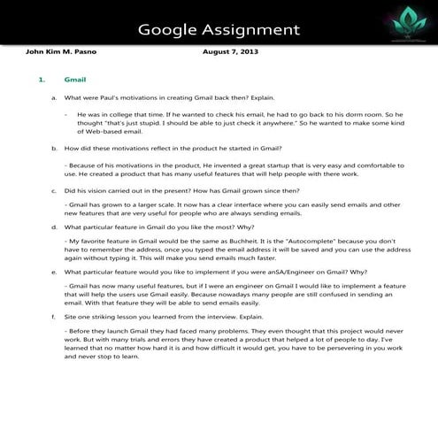 Google assignment