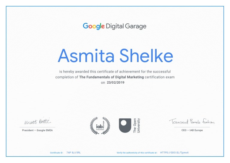 Google digital garage certificate.