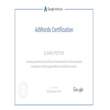 Elaine Potter Google Certifications Ppt