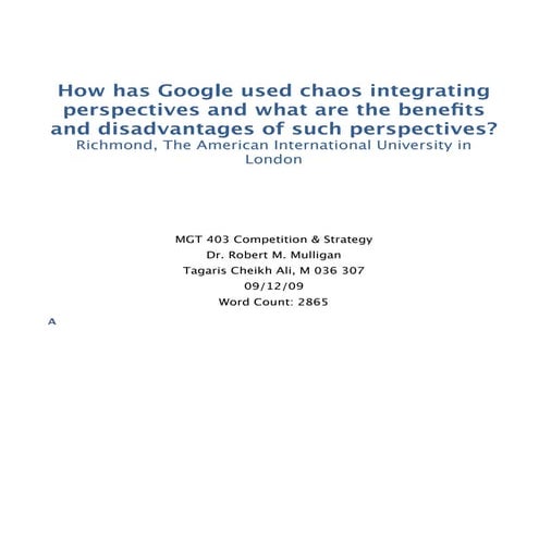 Chaos Integration Perspectives within Google