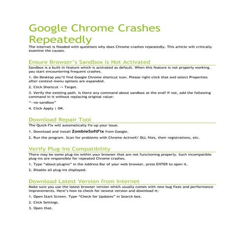 Google Chrome Crashes Repeatedly