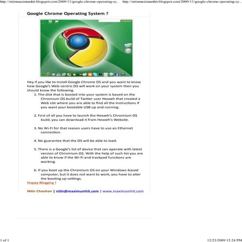 Google Chrome Operating System