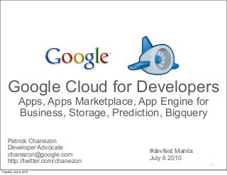 Google Cloud for Developers - Devfest Manila