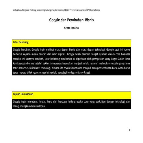 Google dan perubahan  bisnis