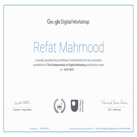 Ai for everyone certificate refat mahmood | PDF