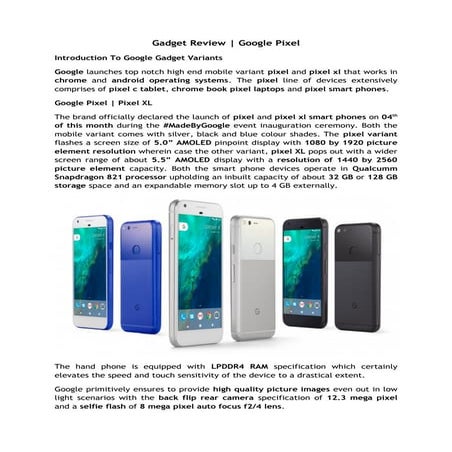 Google Pixel - Phone by Google. | PDF
