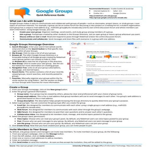 Google groups quick reference guide