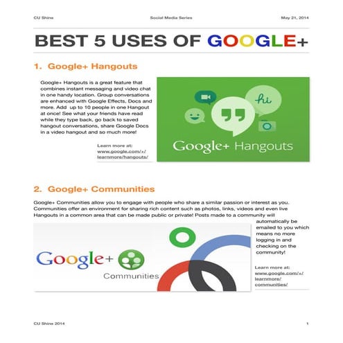 Best 5 Uses of Google+