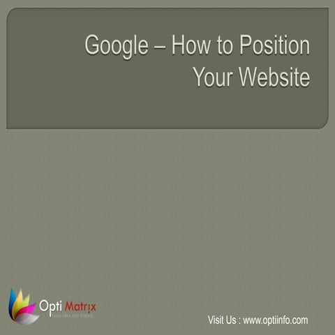 Google – how to position your Website
