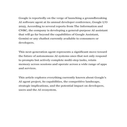 Google is Set to Launch an AI Software Agent That Could Redefine How We Code,...