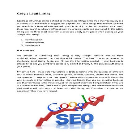 Google local listing