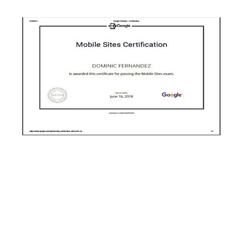 Google Mobile Sites Certification