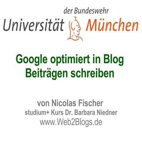 Google optimiert in Blog Beiträgen schreiben