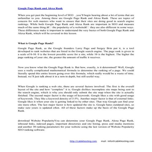 Google page rank and alexa rank | PDF