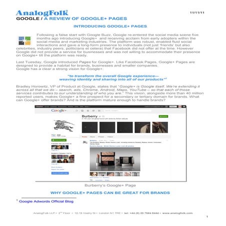 Google+ pages summary