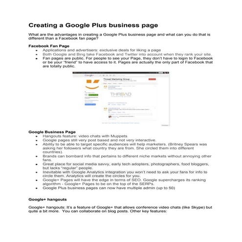 Google plus business page
