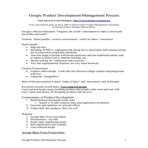 Google Product Development Process