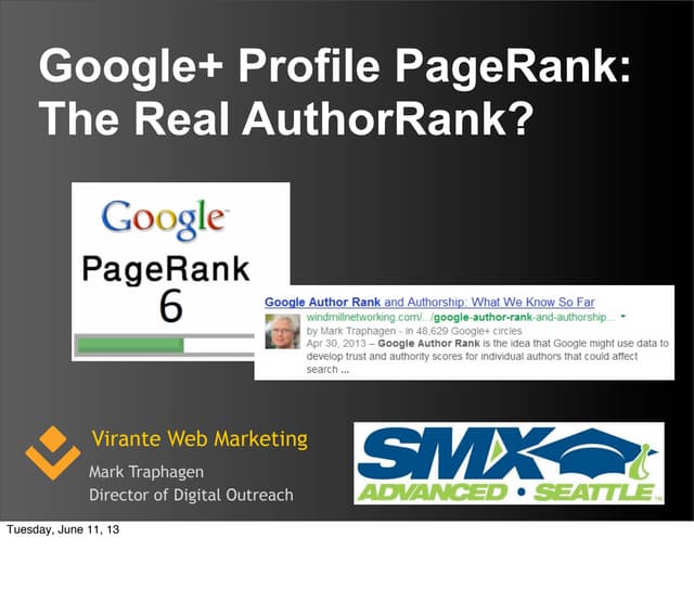Google+ Profile PageRank: The Real AuthorRank? - SMX Advanced 2013