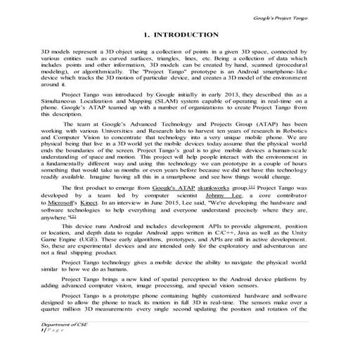 Google project tango   seminar report