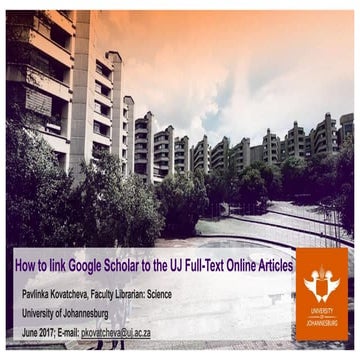 How to link Google Scholar to the UJ Full-Text Online Articles