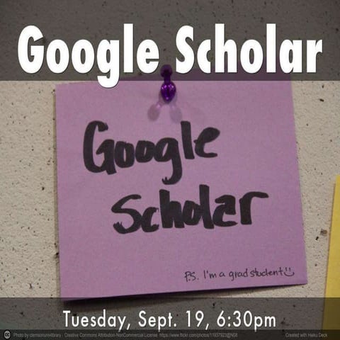 Google scholar workshop fall 2017