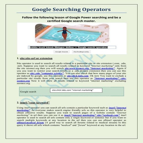 Google searching operators