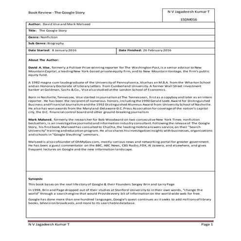 Google story book review   jagadeesh