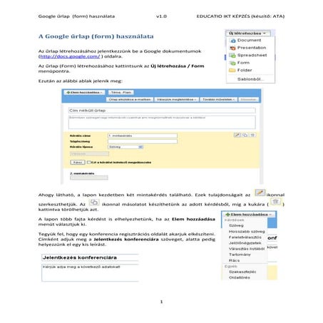 Google urlap letrehozasa