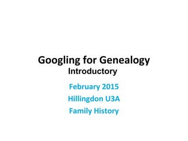 Googling for genealogy