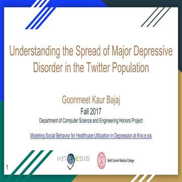 Understanding the Spread of Major Depressive Disorder in the Twitter Population