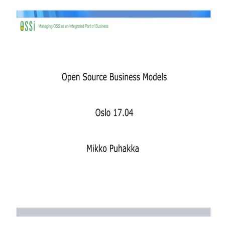 Mikko Puhakka: Open Source Business Models