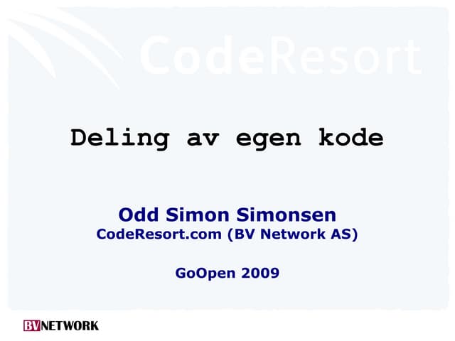 Odd Simon Simonsen: Deling av egen kode