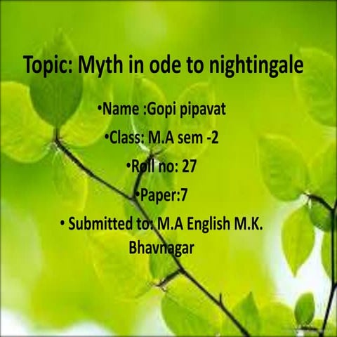 myth in ode to nightingale
