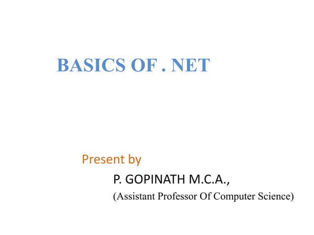 basic of .net programming in computer language | PPTX